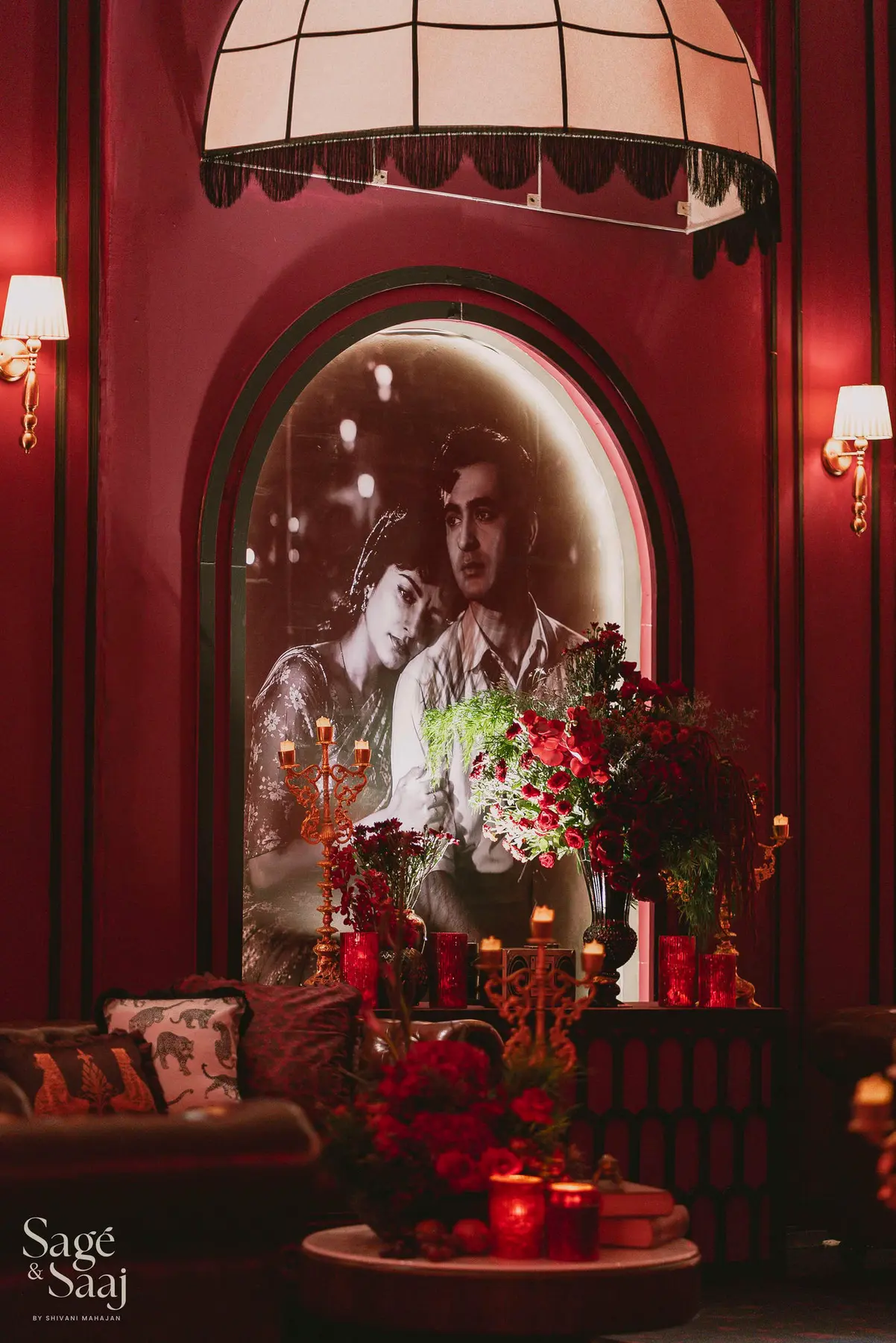 Bollywood Rogue Reds — cinematic red floral installation by Sage & Saaj
