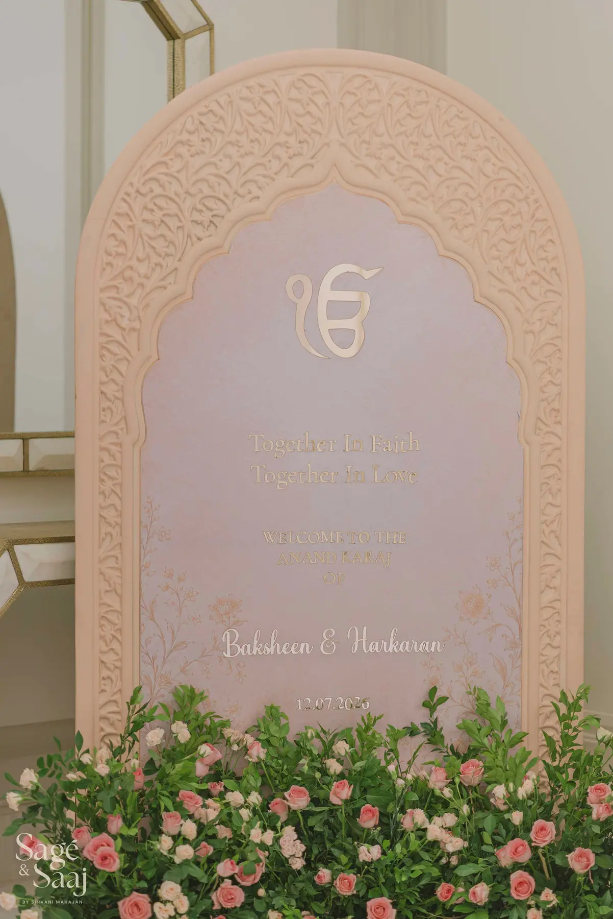 Anand Karaj — soft ceremonial seating detail by Sage & Saaj