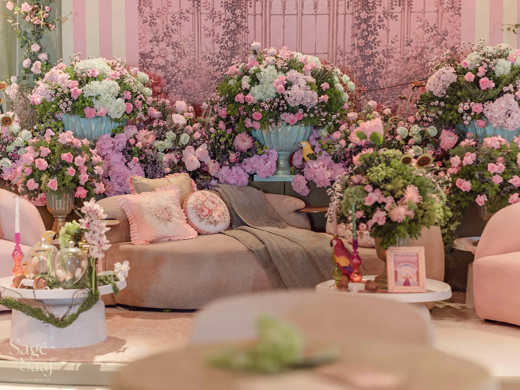 Pastel floral conservatory for Bridgerton Mehendi