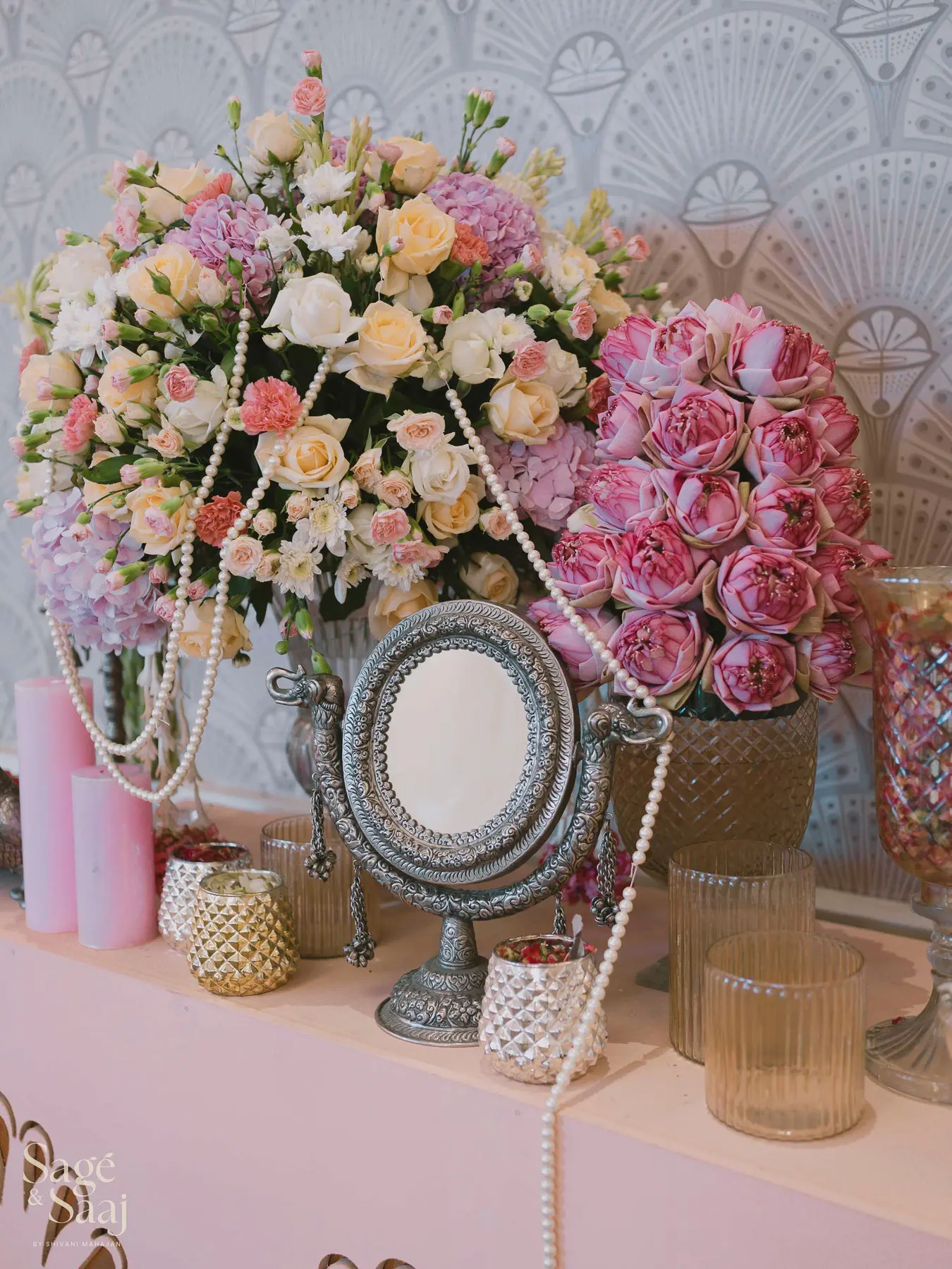 Anand Karaj — ivory jaali wedding backdrop by Sage & Saaj