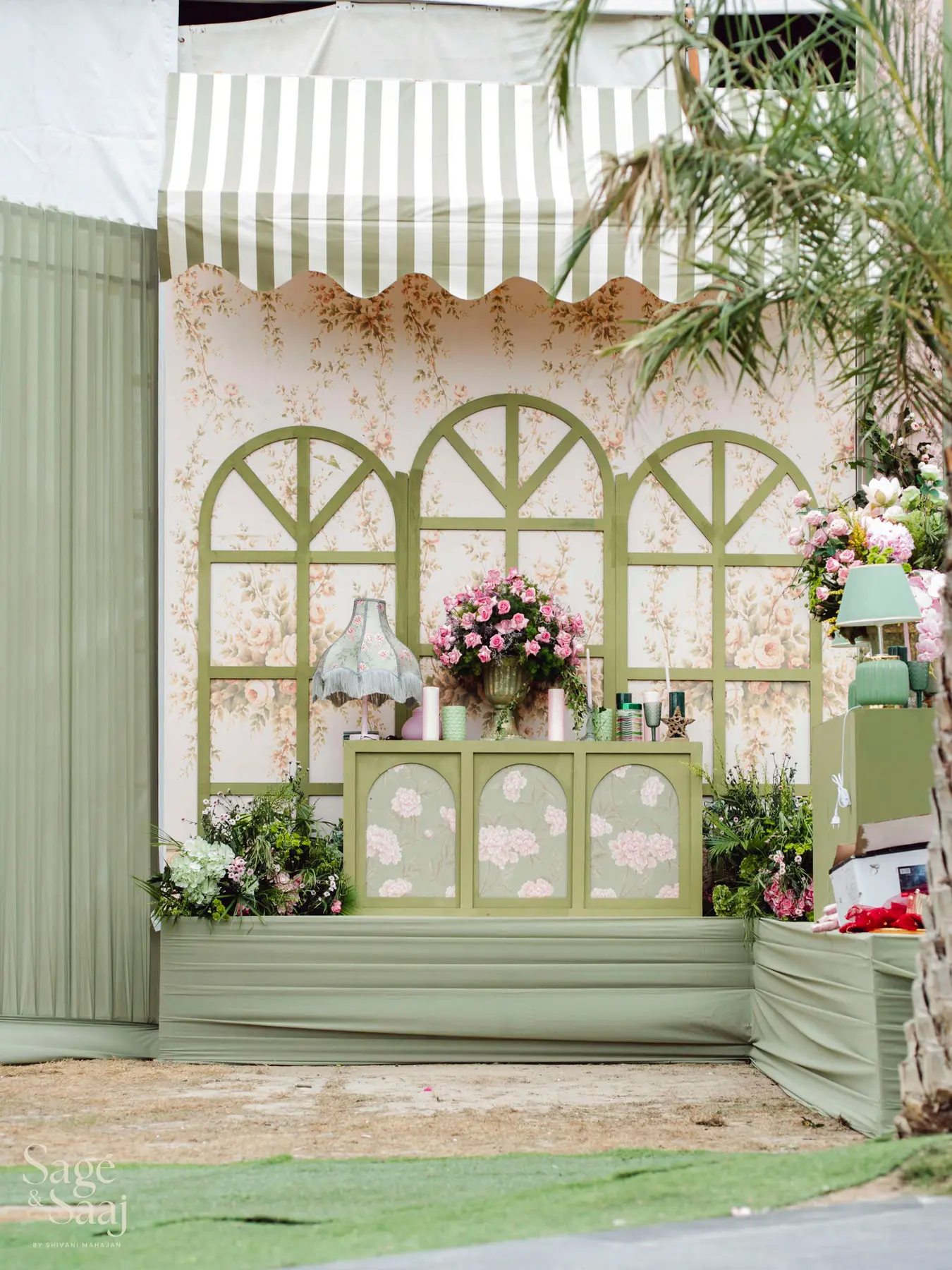 Bridgerton Mehendi — pastel floral conservatory by Sage & Saaj
