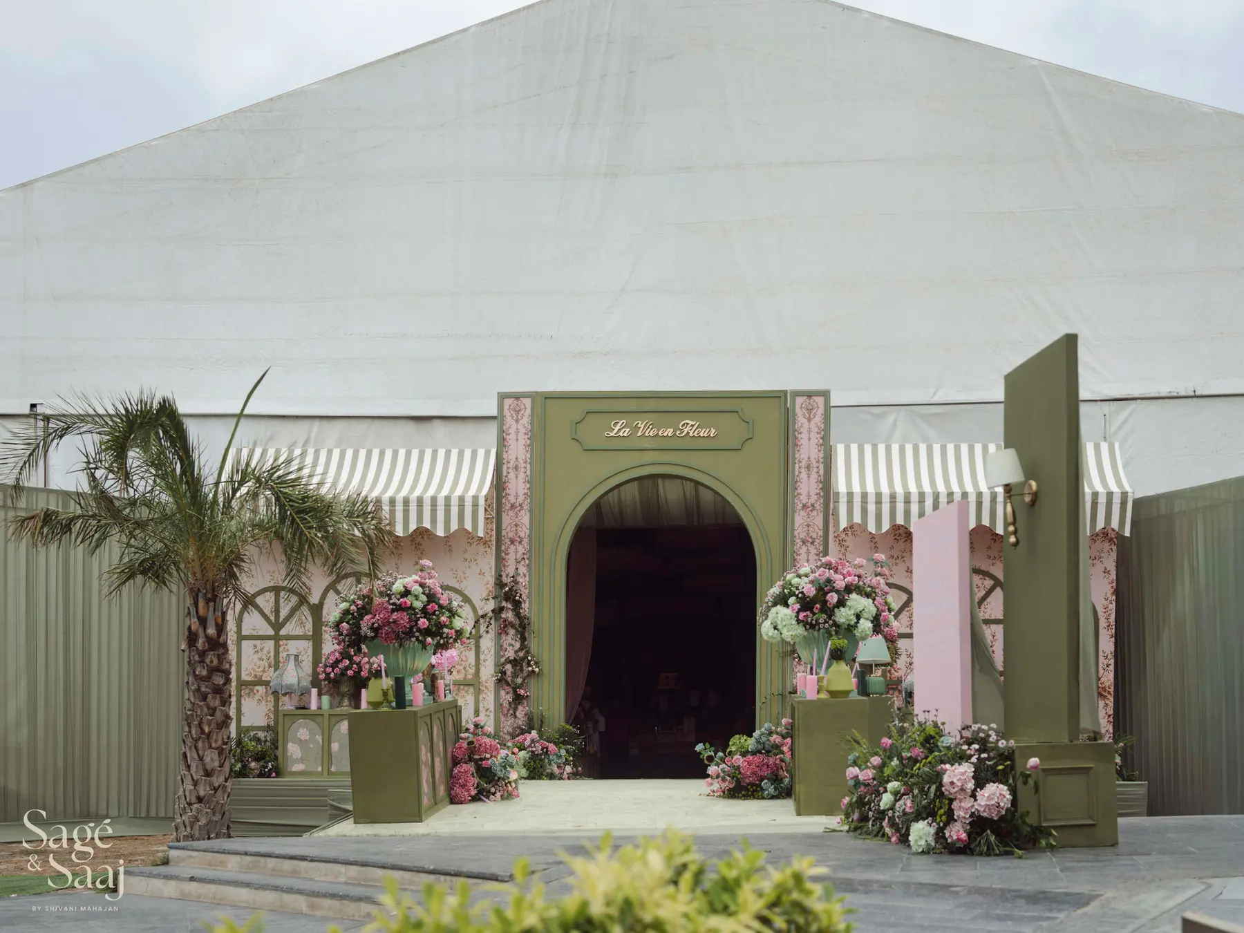 Bridgerton Mehendi — garden-inspired seating detail by Sage & Saaj