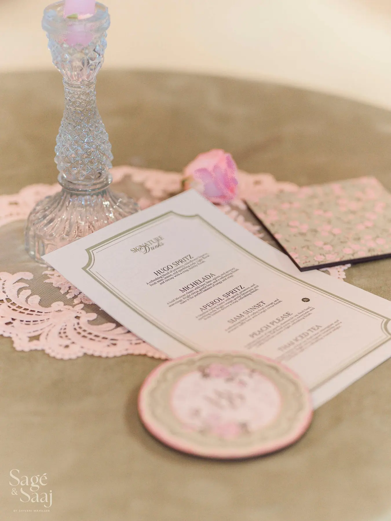 Bridgerton Mehendi — rose and hydrangea installation by Sage & Saaj